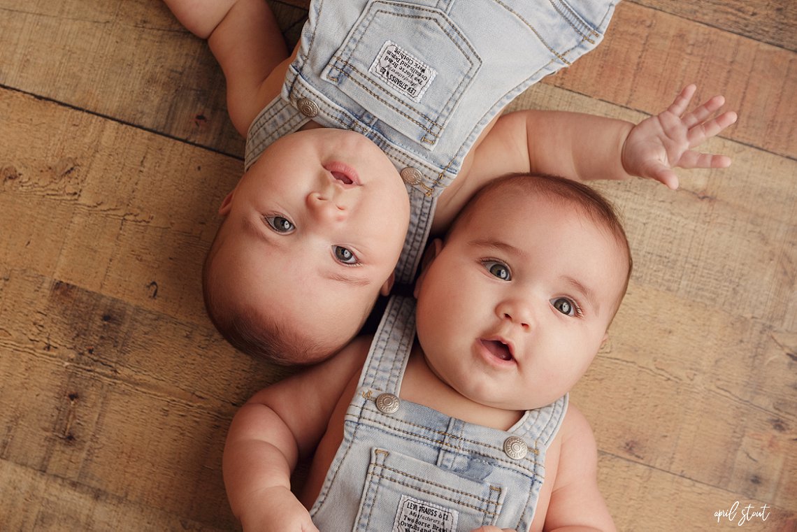 six month old baby girl twins photograph with April Stout Photography Pryor Oklahoma