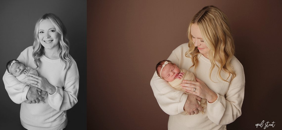 new mom with baby girl infant photographer Oklahoma